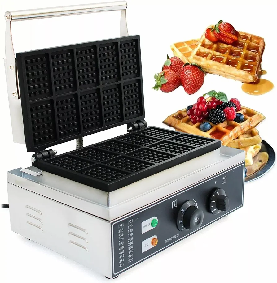 Commercial Waffle Maker, 1500w 3.15 * 2.16inch Non-Stick Pans Waffle Maker, Mini Waffle Maker with Removable Plates for Bakeries Restaurants Kiosks Canteens