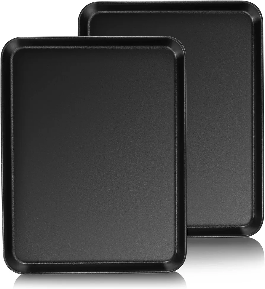 Herogo Baking Sheet Pan Set of 2, 9.4×12.2×1 Inch Nonstick Carbon Steel Cookie Sheet Bakeware Set for Oven, Multipurpose Kitchen Cookware Set, Non Toxic & Heavy Duty & Easy Clean