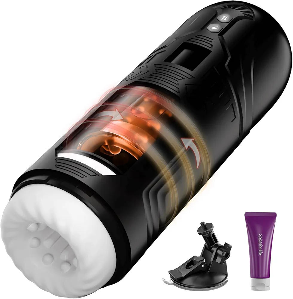 Sex Toys for Men Male Masturbator Cup, Penis Pump Automatic Men's Adult Toys with 7 Thrusting & Rotating Vibrating Modes, Male Sex Toys with 3D Textured Channel, Men Masturbation Pocket Pussy Machine