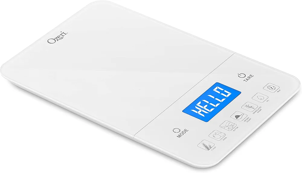 Ozeri Touch III 22 lbs (10 kg) Baker's Kitchen Scale with Calorie Counter, in Tempered Glass