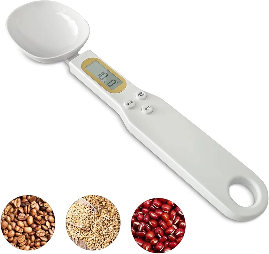 OBEST Kitchen Digital Measuring Spoon Food Scale, 0.5g-500g Kitchen Electronic Gram Measuring Spoon Scales with Accurate LCD Display for Dispensing Milk, Coffee Beans, Flour