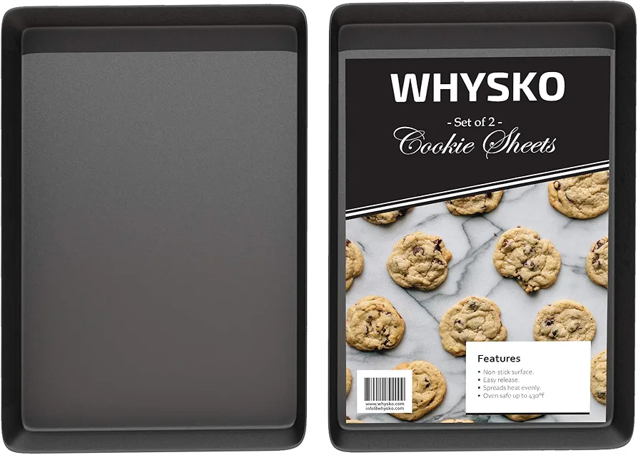 Non Stick Bakeware Set, Includes 2 Cookie Sheets, 12" x 17.5" Half Sheet Baking Trays, Cake and Cookie Baking Pans, Oven Safe, Warp and Rust Resistant