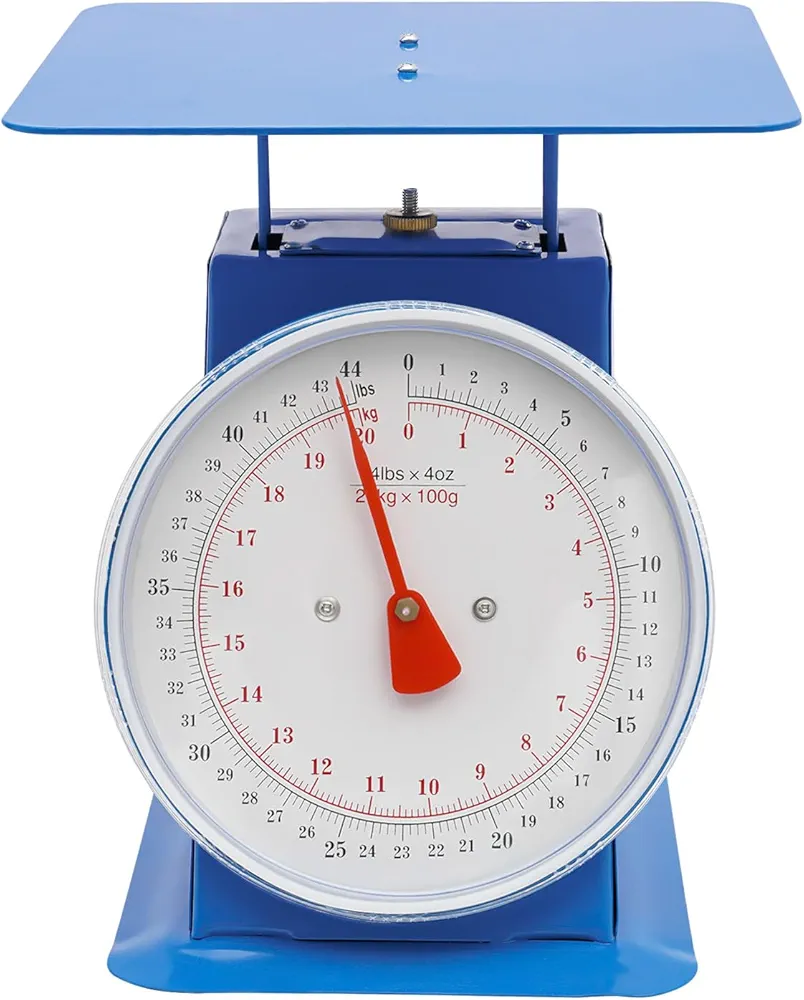 Mechanical Kitchen Weighing Food Scale 20kg/44lbs Modern Iron Analog Kitchen Scale Blue Analog Food Scale for Kitchen Measures in kg/lbs Food Weight Scale 10.23 * 7 * 9.84in