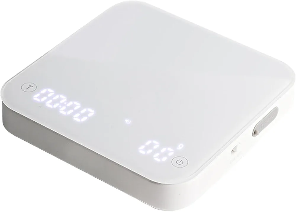 Coffee Scale with Timer, Rechargeable Espresso Scale, High Precision Coffee Scale, Kitchen Food Scale, White