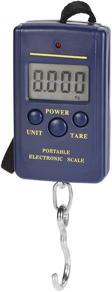 uxcell Electronic Digital Handle Spring Scale 40000g/10g ABS Portable Handheld Hanging Balance Weight for Fishing Kitchen Home Blue