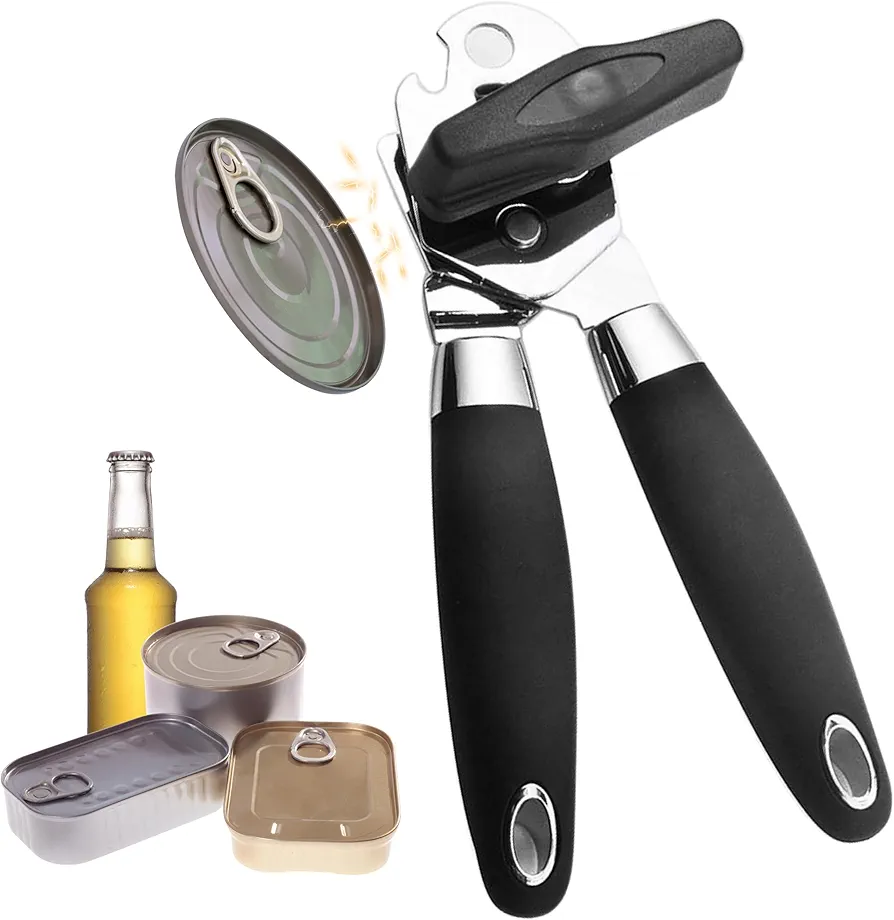 Multi Can Opener with Magnetic Lid Lifter – Effortless Lid, Can & Bottle Opening, Comfortable Grip, Heavy-Duty Durable Design, Safe for All Ages, Kitchen Essential (Black) (CO1M)