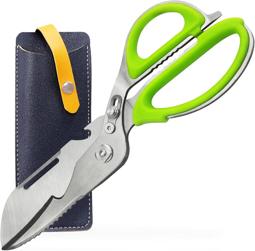 Utility Kitchen Scissors All Purpose Heavy Duty for Cooking Food, Sharp Stainless Steel Shears for Meat,Poultry,Seafood,Bone,Come Apart As Japanese Knife,Dishwasher Safe (Silver)