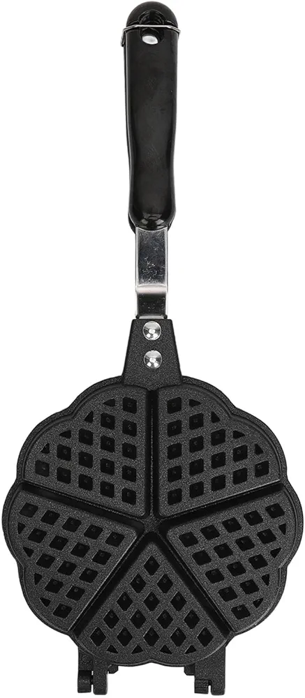 Waffle Maker Pan, 5.9in Non-stick Stovetop Waffle Iron Camping Waffle Maker Pan Mini Waffle Maker Portable Aluminum Waffle Maker Pan Waffle Maker with Long Handle