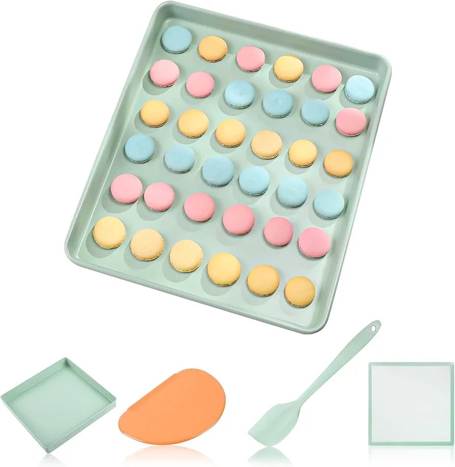 Cookie Kit Baking Pan Sheet, Carbon Steel Cookies Sheet Non Stick with Silicone Mat, Dough Blade with Spatula, Non Toxic, Biscuits Cakes Homemade Dessert Supplies Tools
