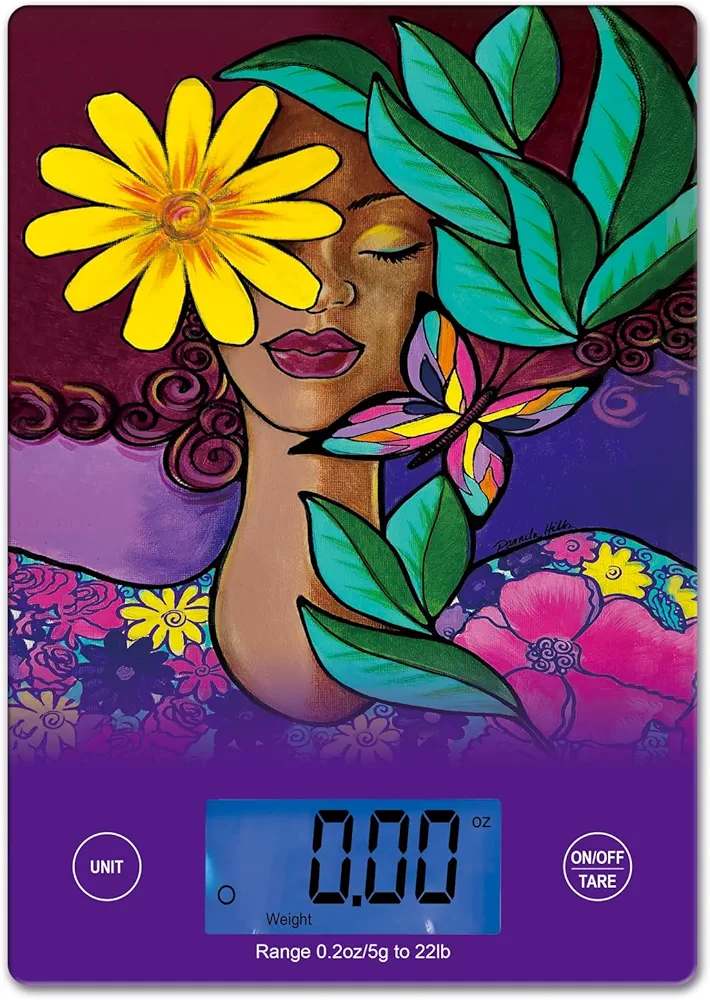 Digital Kitchen Scale for African American Women, in Grams, Ounces, Milliliters & Pounds, LCD Display, for Meal Prep, Cooking and Baking