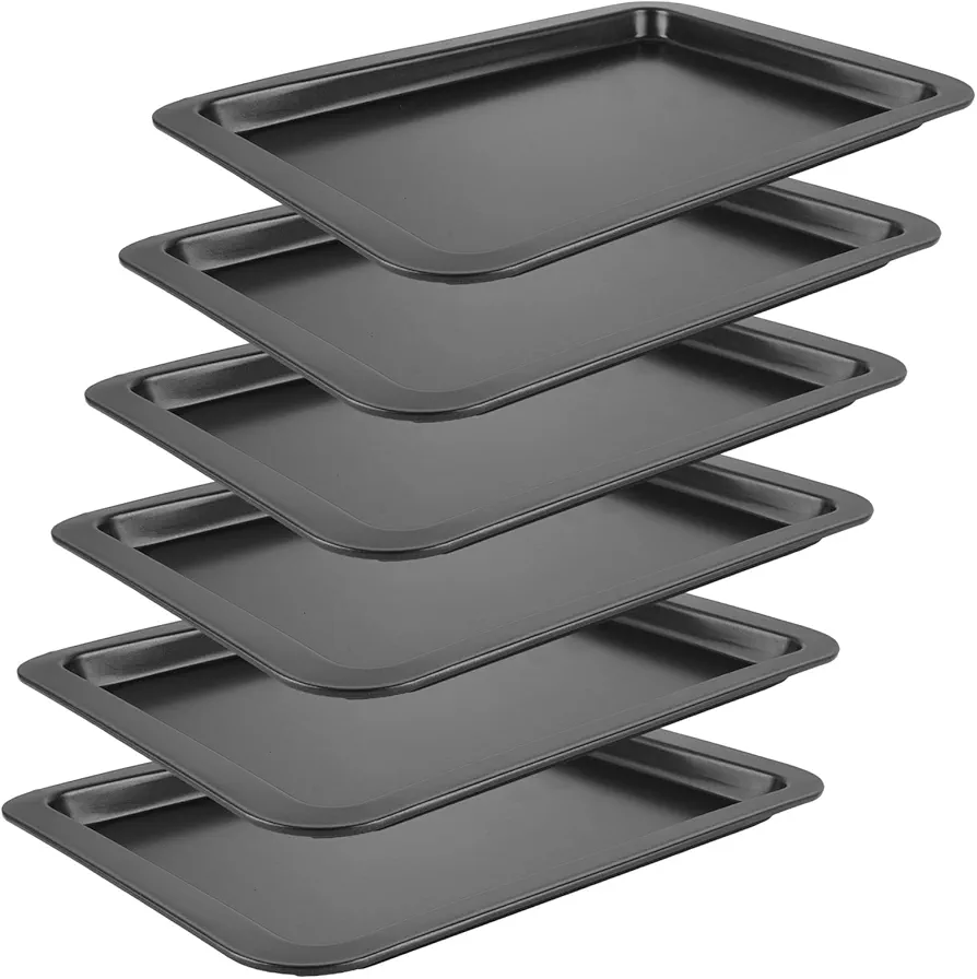 6 Pack Quarter Baking Sheets Big 9x13 Baking Pans Set NonStick Cookie Sheets for Baking Dish 1/4 Sheet Pan for Cooking Sheets for Oven Tray Rectangle Cake Pan Metal Non Stick Brownie Bakeware