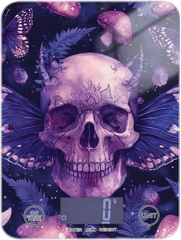 MNSRUU Food Kitchen Scale, Gothic Skull Butterflies Digital Food Scale, Kitchen Scales Digital Weight Scale for Food Ounces and Grams