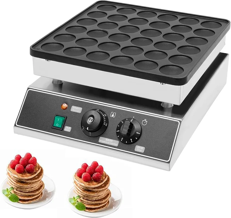 1000 W Electric Pancake Maker, 36 Grid Dutch Pancakes Maker Commercial Mini Waffle Maker Non-stick Pancake Maker, Temperature Control 122-572°F for Making Muffins, and Crisp Cakes