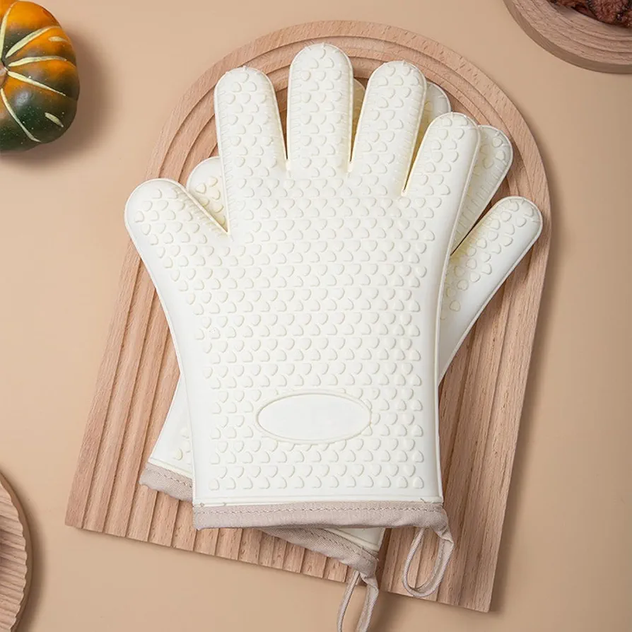 Silicone Oven Mitts, Set of 2, Heat Resistant, Oven Gloves with Soft Lining, Non-Slip Kitchen Essentials, Kitchen Gadgets, Apartment Essentials, Great Gift for Cooking, Baking