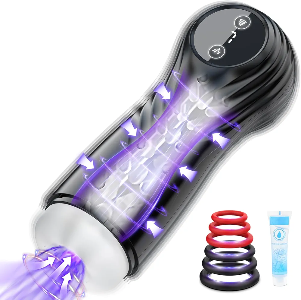 Automatic Male Masturbator Sex Toys - Sucking Blowjob Pocket Pussy Stimulator with 7 Suction & Vibration Modes & Exhaust, Realistic Textured Male Stroker Toy Penis Pump, Adult Sex Toys & Games for Men