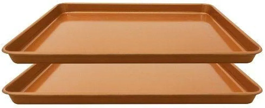 Set of 2 Nonstick Copper Cookie Sheet and Copper Coating Baking Pan for Cookies 11" x 16"