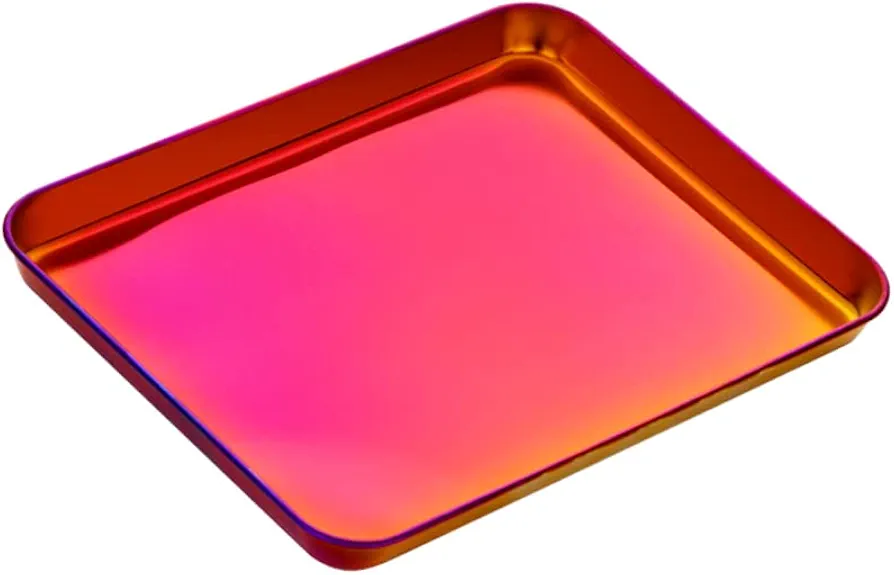Stainless Steel Baking Sheets: Cookie Metal Nonstick Tray - Rectangular Cake Pan for Kitchen Oven Cooking (Red)