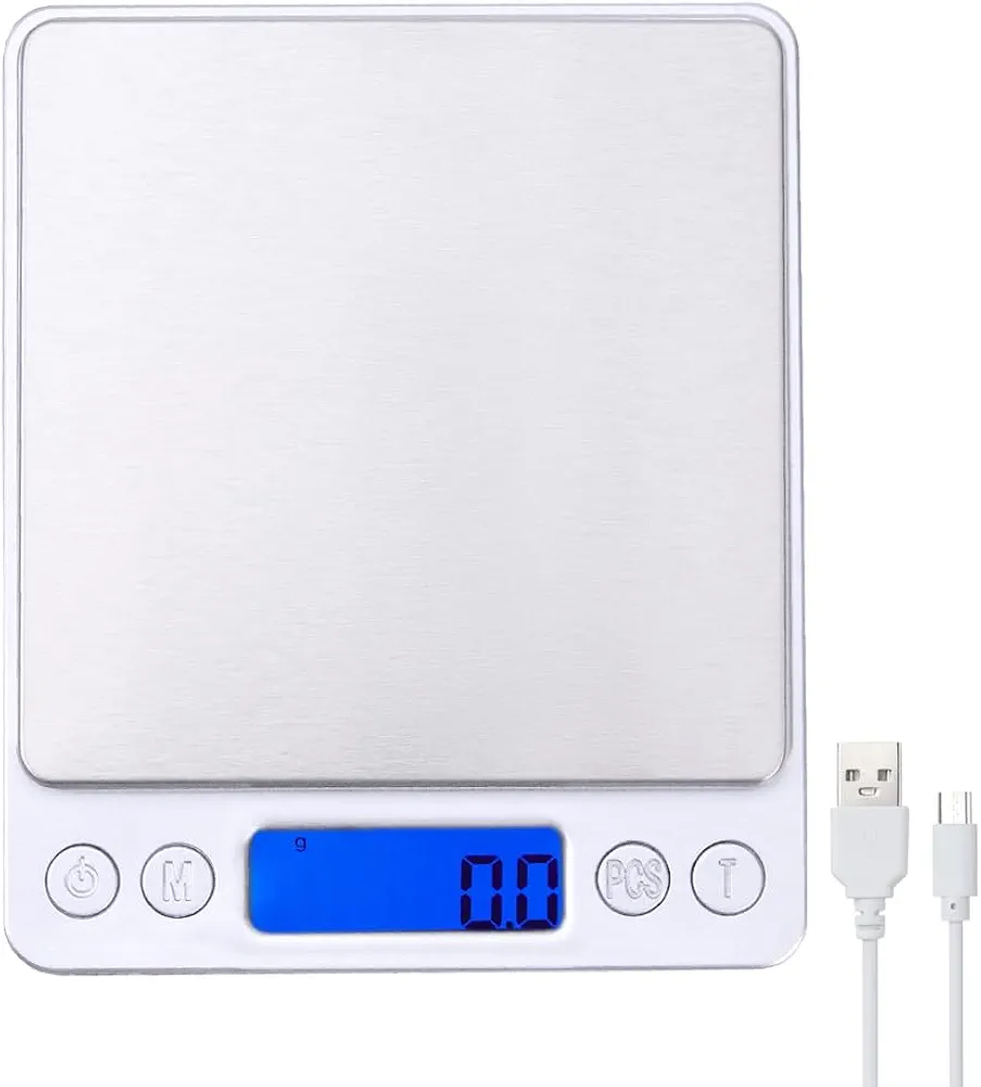 3kg 0.1g Kitchen Scale for Measuring Food Ingredients (USB Rechargeable)