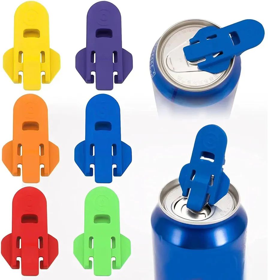 6 Pack Colorful Manual Easy Can Opener,Soda Beer Can Opener & Beverage Can Cover Protector, Premium Plastic Shields Can Openers for Coke, Beer, Soda, Aluminum Beverage,Red Bull for Picnics or BBQ.