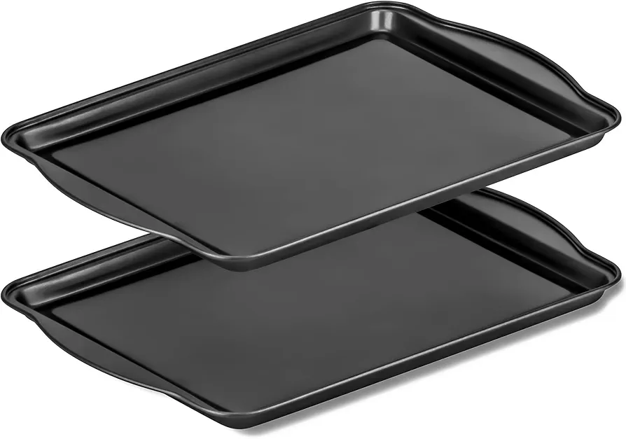 DecorRack 2 Pack Non-Stick Baking Sheet, 15 x 10 Inch Jelly Roll Pan and Cookie Baking Tray, Heavy Duty Bakeware For Oven (Pack of 2)