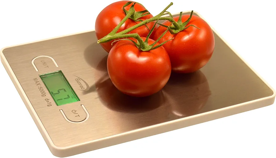 Electronic Digital Kitchen Scale - Small Sleek Design - Food Weighing in Grams Ources and Lbs - Up to 11 Lbs (5 Kg) (White)