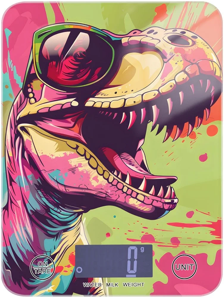 MNSRUU Food Kitchen Scale, Dinosaur Wearing Sunglasses Digital Food Scale, Kitchen Scales Digital Weight Scale for Food Ounces and Grams