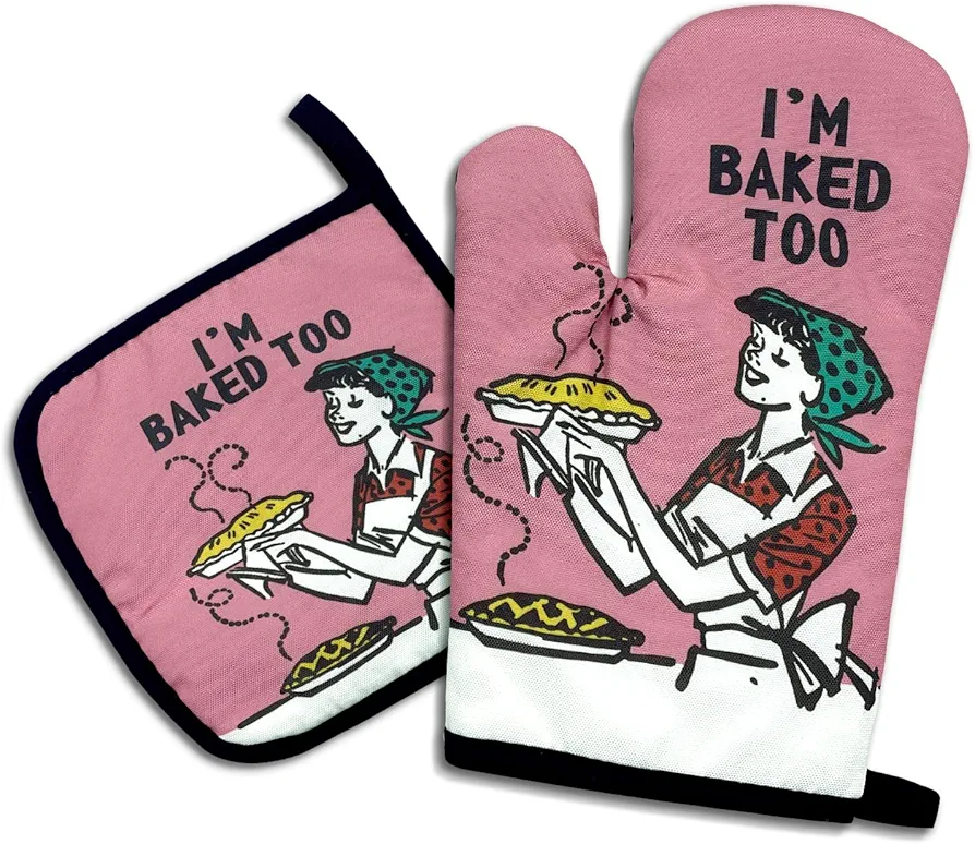I am Baked Too,Funny Oven Mitts and Pot Holders,Silicone Non-Slip Oven Mitts,Kitchen Gift for Women,Bake Lover Gift,Chef Gift,Housewarming Gift Ideas