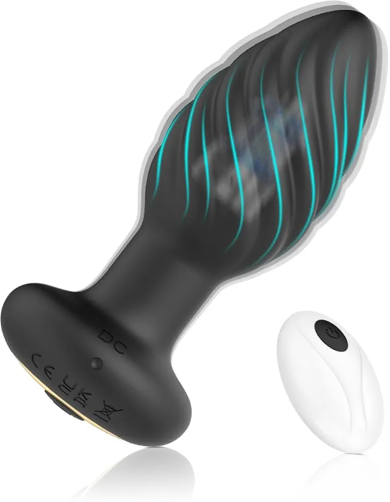 Anal Plug Vibrator Adult Sex Toys, Prostate Massager with Spiral Pattern Vibrating Butt Plug 10 Vibration Modes Remote Butt Plug G Spot & P Spot Pleasure, Sexy Anal Plug Toys for Men and Women