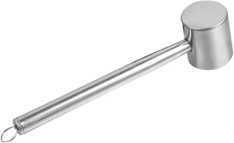 Stainless Steel Meat Hammer Double-sided Meat Mallet Meat Pounder Flattener Steak Tenderizer Meat Knocking Hammer Home Meat Hammer Meat Grinder Kitchen Meat Utensils Silver