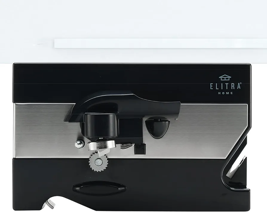 3 in 1 Under the Cabinet Electric Can Opener, Blade Sharpener, Bottle Opener, Under The Counter Mount, For Large And Small Cans, Black And Silver.