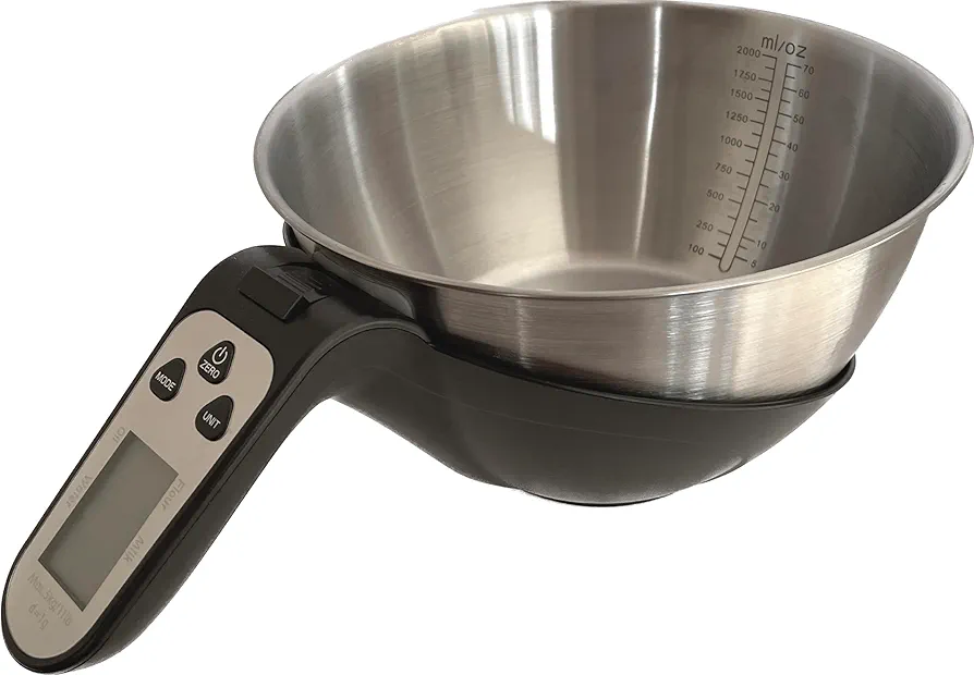 Digital Food Scale with Removable Stainless Steel Bowl (Black)