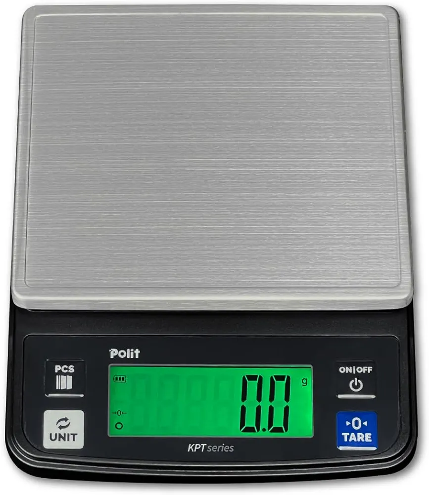 Polit Food Kitchen Scale KPT, 13lb/6Kg Digital Kitchen Scale Weight Grams Ounces 0.5g/0.01oz Accuracy, Premium Stainless Steel with LED Display, 4 Units for Baking and Cooking (Power Adaptor Included)