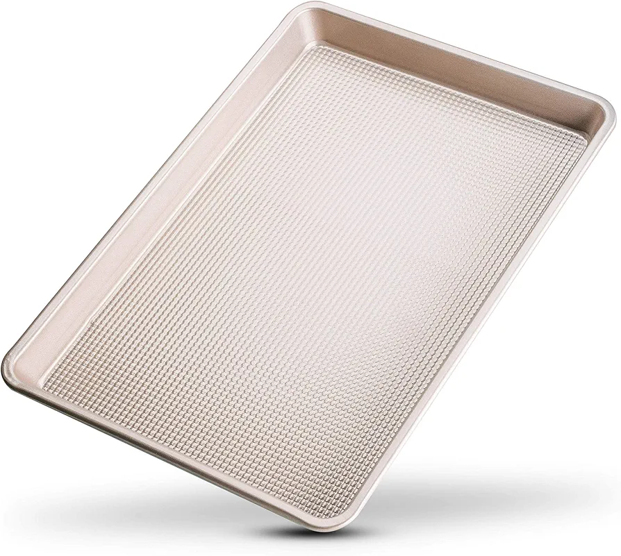 Nonstick Half Sheet Baking Pan by Ultra Cuisine – Food-Safe Coating, Warp & Scratch Resistant Texture for Airflow, & Carbon Steel Design Durable for Professional Quality Roasting, Size 13 x 18 inch