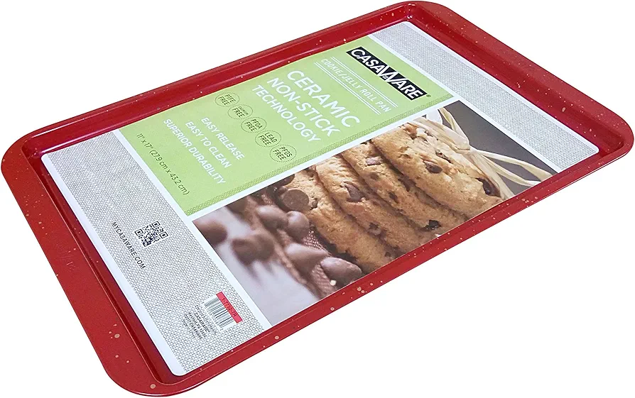 CasaWare Ceramic Coated NonStick Cookie/Jelly Roll Pan 11"x17" (Red Granite)