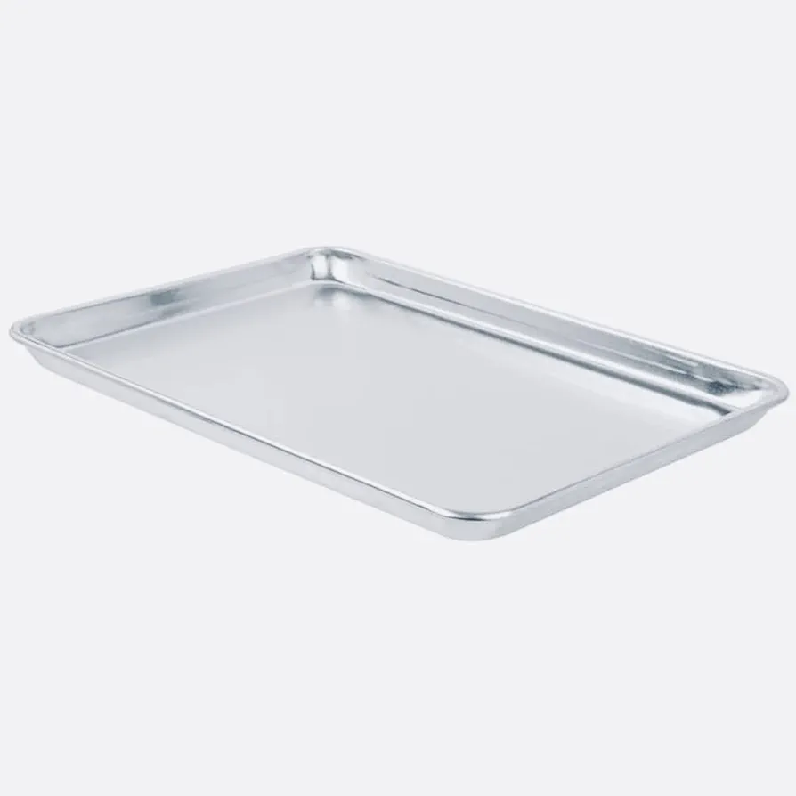 Half Size 19 Gauge Sheet Baking Pan, Wire in Rim Aluminum Bun Pan, Professional, Commercial, and Industrial Grade Pan by Tezzorio