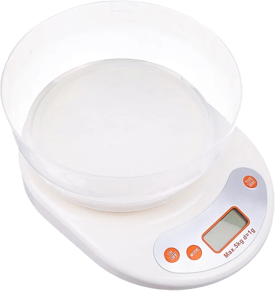 Food Kitchen Scale - 1g-5kg Food Scale - Small Food Weight Measuring Device - Electronic Food Scale - Meal Prep Kitchen Baking Scale with Removable Bowl 1g-5kg for Baking, Cooking
