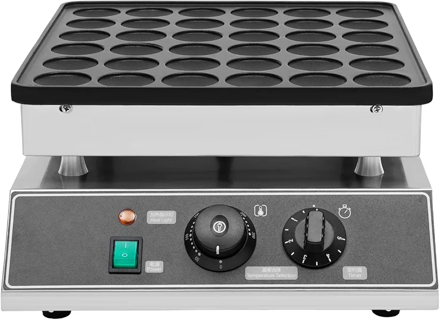 Mini Dutch Pancake Baker 36 Holes Commercial Electric Nonstick Waffle Maker Machine, Pancake Maker Machine for Home Kitchen Restaurant Snack Dessert