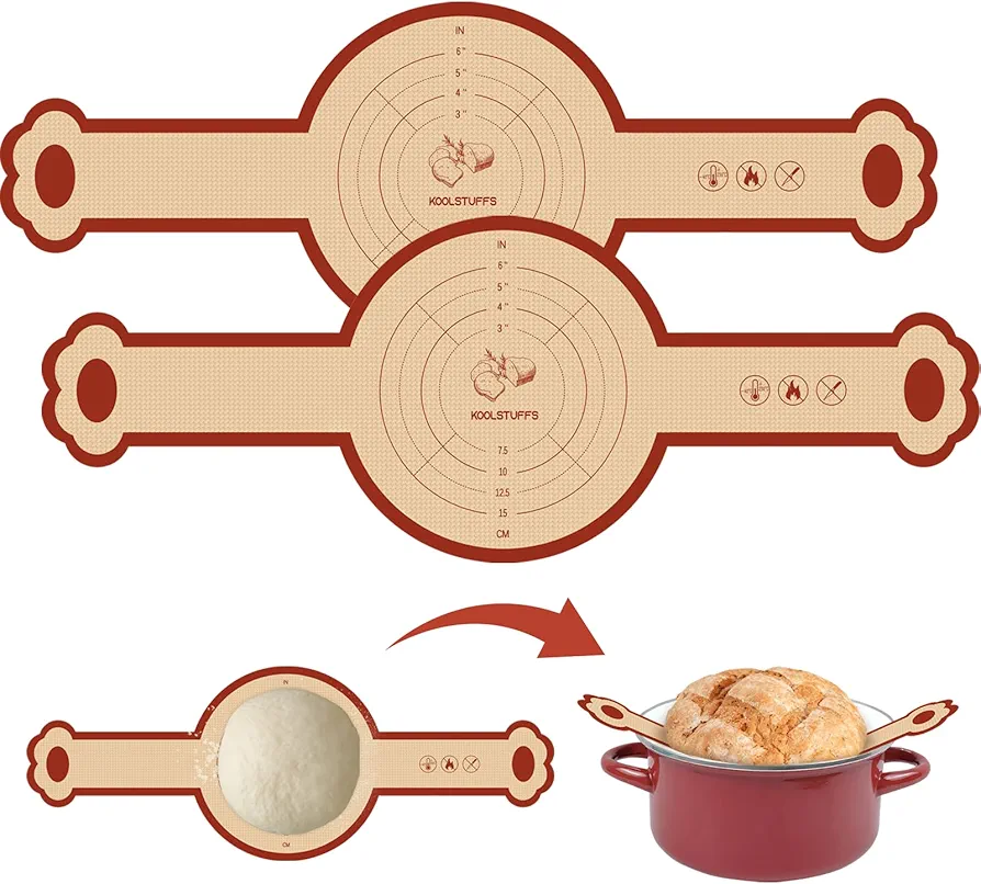 Silicone Bread Sling，2 Pack Non-Stick & Easy to Clean Reusable Bread Sling for Dutch Oven with Cute Long Handles，Easy and Stable to Transfer Sourdough Bread