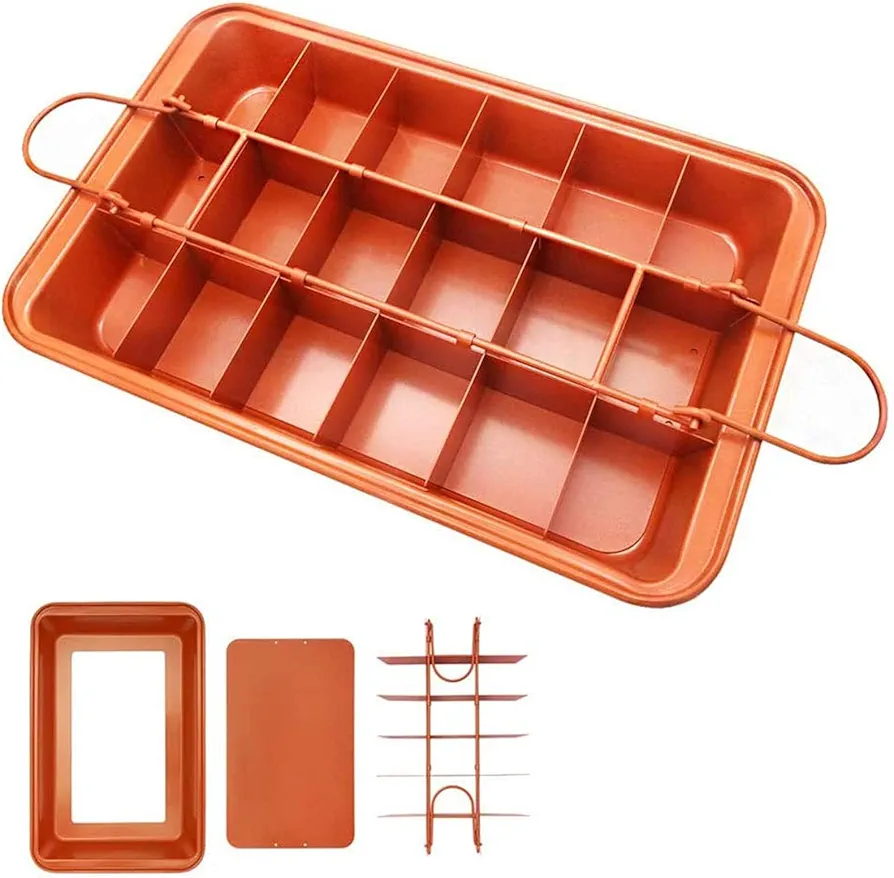 Brownie Pan, Non Stick Brownie Pans With Dividers, 18 Pre-slice Brownie Baking Tray, High Carbon Steel Bakeware for Oven Baking, Size 12 X 8 X 2 Inches