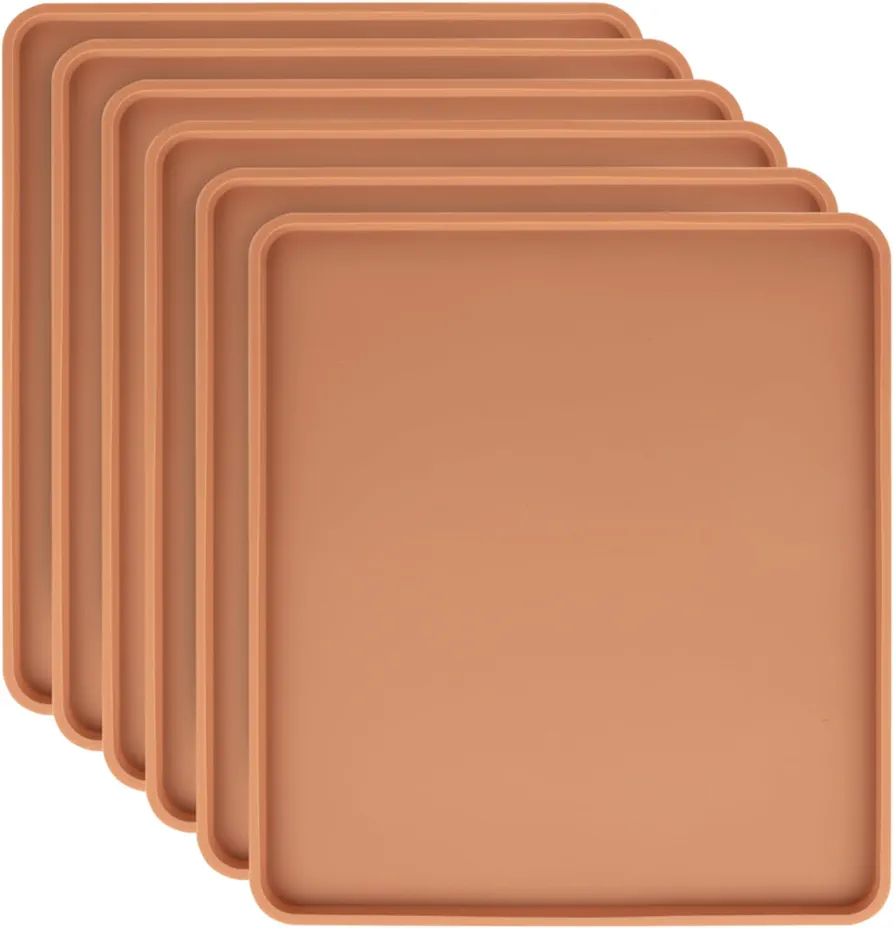6 Pack Silicone Dehydrator Sheets with Edge, Silicone Mats Compatible with Cosori CP267-FD, Nonstick Silicone Tray Liner, High Temperature Resistance Reusable for Fruits Meat Vegetable Herb(12"x10.6")