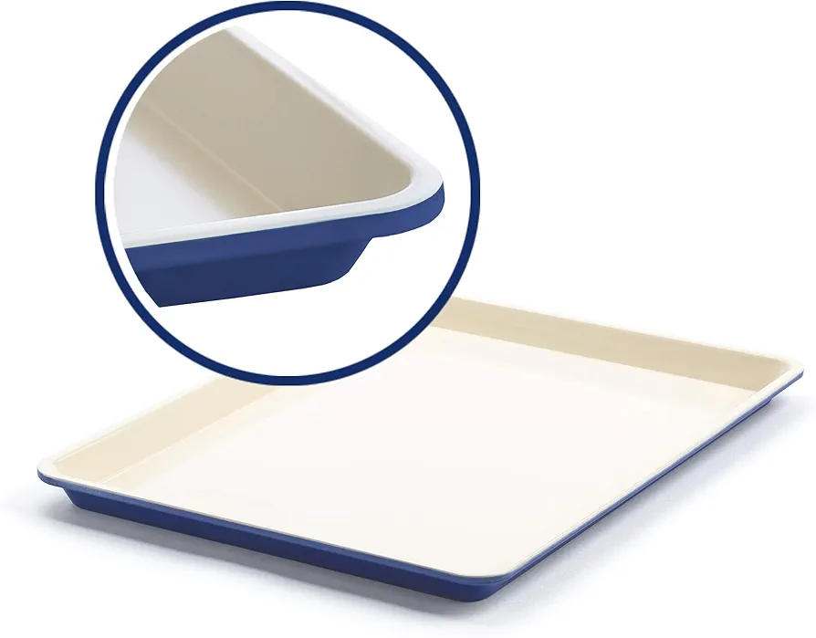 GreenLife Bakeware Healthy Ceramic Nonstick, 18" x 12" Half Cookie Sheet Baking Pan, PFAS-Free, Navy