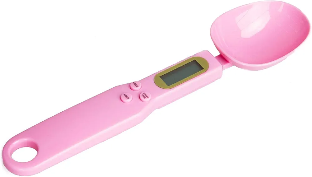 Meichoon Kitchen Scale Food Steelyard Weighing and Measuring Dry Liquid Ingredient Milk Tea Flour Spices Medicine 1.1lb/500g(0.1g) Portable LCD Display Milligram Scale C52 Pink