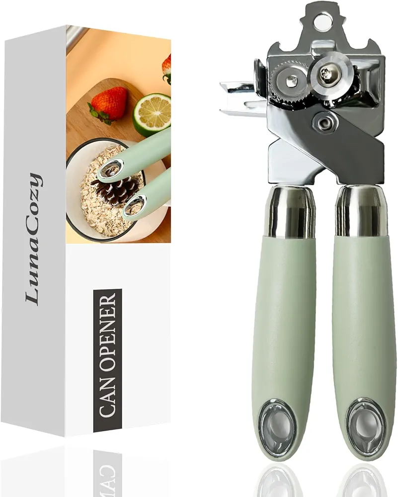 Can Opener,Handheld Strong Heavy Duty Stainless Steel Can Opener,Big Turning Knob Handle Good for Seniors with Arthritis,Smooth Edge Can Opener,Can Opener Manual