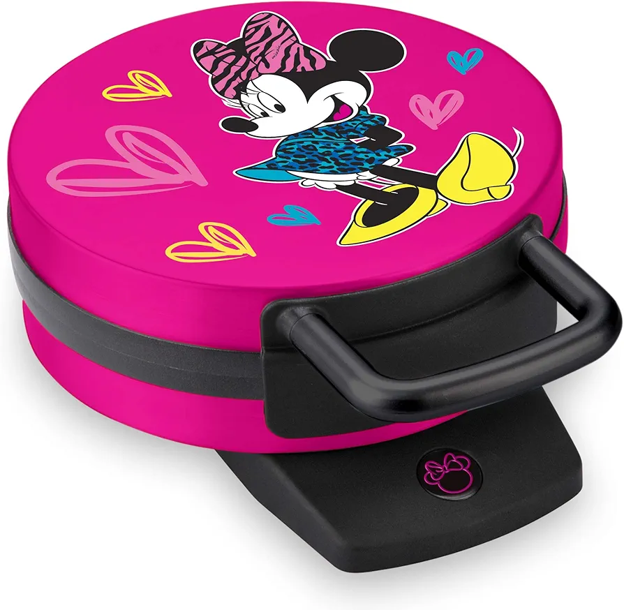 Disney Minnie Mouse Waffle Maker by Select Brands - Premium Minnie Mouse Waffle Iron - Disney Waffle Maker for Kitchen Appliances - For Disney Lovers - 7" Waffles, Pink