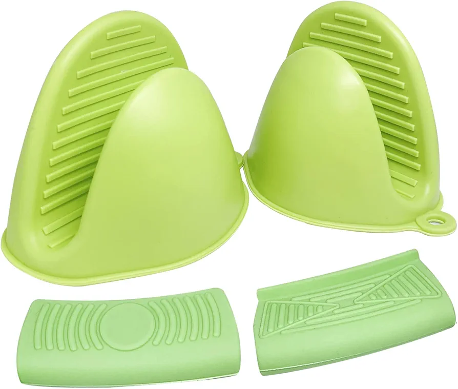 2 Pairs Mini Silicone Oven Mitts Pot Holders Sets, Silicone Oven Mitts Pot Holders Sets for Kitchen Cooking、Baking, Heat Resistant Mini Oven Gloves