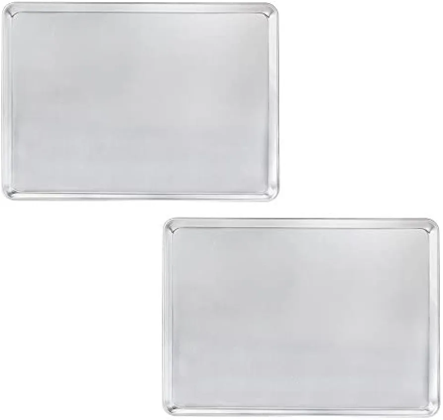 TrueCraftware- Set of 2 Aluminum Two Thirds Size Sheet Pan 16" x 22" Baking Sheets 20 Gauge - Baking Pan Baking Tray Cookie Sheet Baking Sheet Perfect for Baking Roasting