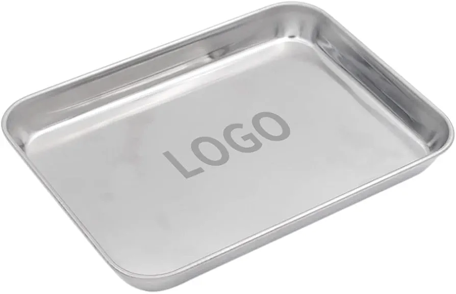 Custom 304 Stainless Steel Tray Cookie Sheet Baking Pan Serving Tray Laser Printing, Add Your Logo-15.8"L x 12"W x 1"H