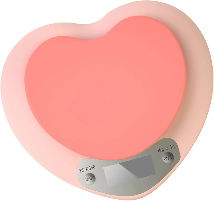 Digital Food Scale HD LCD Display 3 Units Accurate Heart Shaped Small Kitchen Electronic Scale Goods Food Scale Digital Display Shows Weight in Grams (1g/5kg Battery Type)