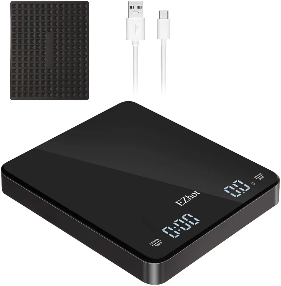 High Precision Digital Coffee Scale with Timer - Rechargeable Drip Espresso Scale (3kg/0.1g Accuracy) - Kitchen Scale with 3 Units (g/oz/ml) for Espresso & Pour-Over Coffee, drip Drop Cafe