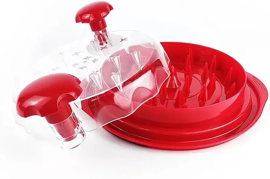 Heavy Chicken Shredder Shred Machine RED, Large Meat Shredder Machine, Chicken Shredding Tool Clear Cover Non-Skid Base, Ergonomic Handle, Shred Machine Tool for Pork, Beef Chicken, Anti-Slip Strip